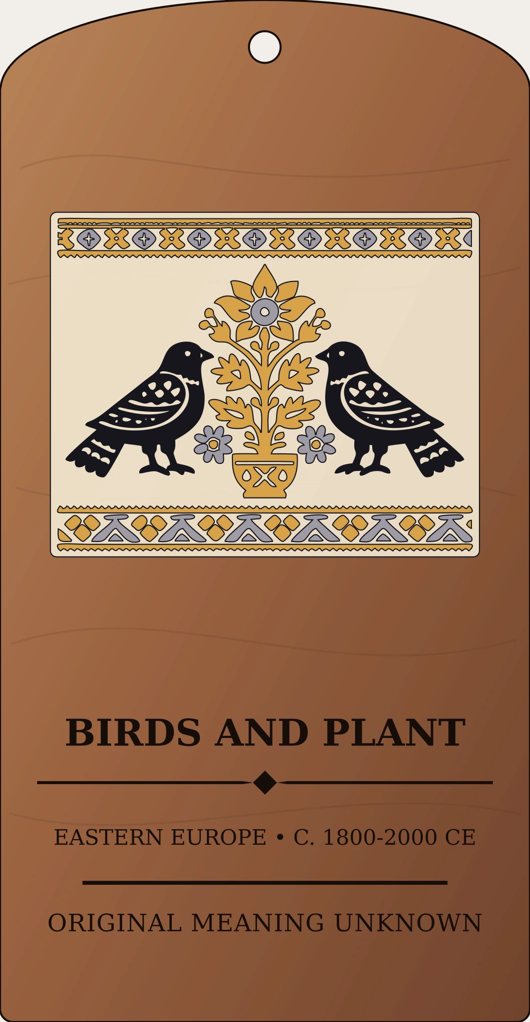 Paired Birds and Plant Motif — Eastern Slavic Folk Embroidery Sanctum Hex Archive Plaque preview