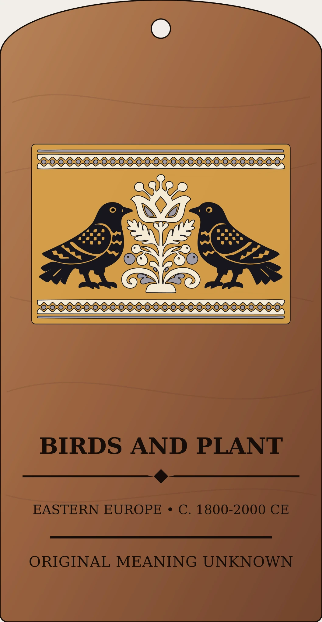 Paired Birds and Plant Motif — Eastern Slavic Folk Embroidery Sanctum Hex Archive Plaque preview