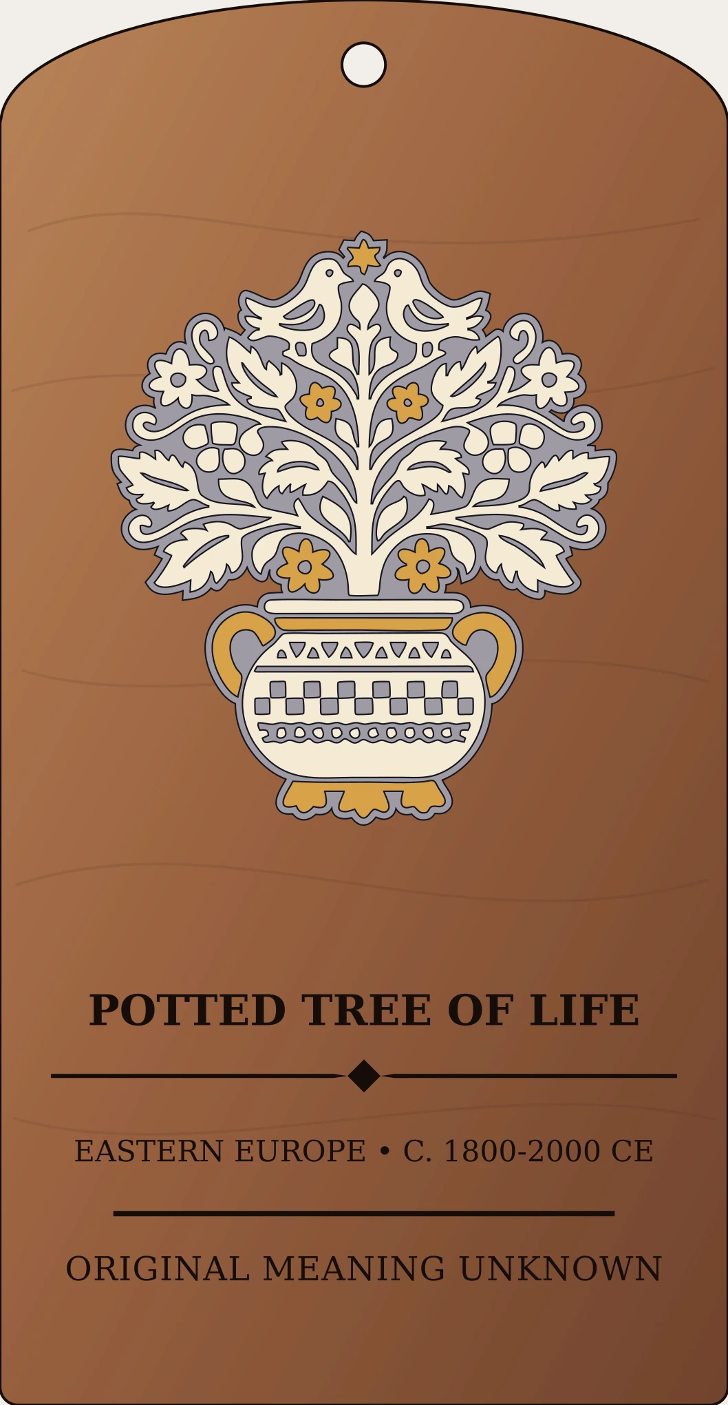 Tree-of-Life Pot Motif — Eastern Slavic Folk Embroidery Sanctum Hex Archive Plaque preview