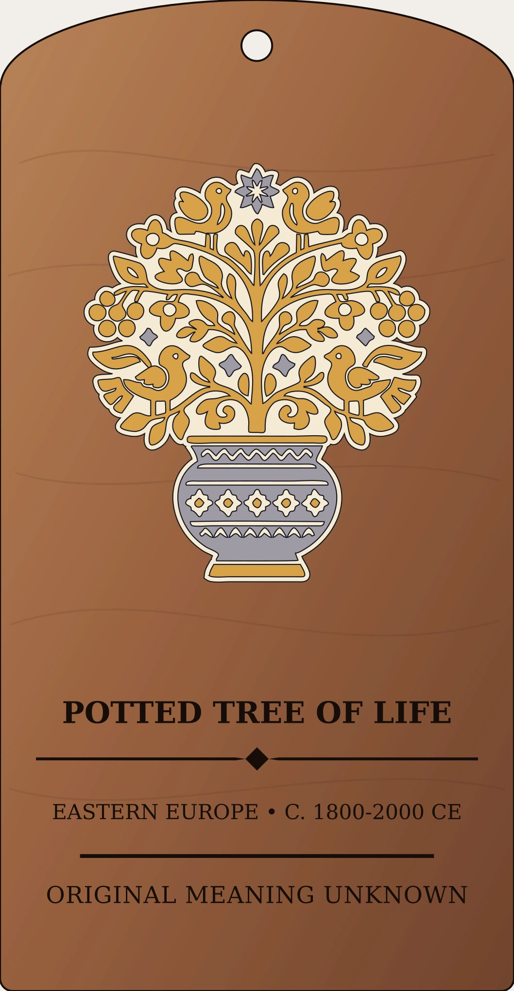 Tree-of-Life Pot Motif — Eastern Slavic Folk Embroidery Sanctum Hex Archive Plaque preview