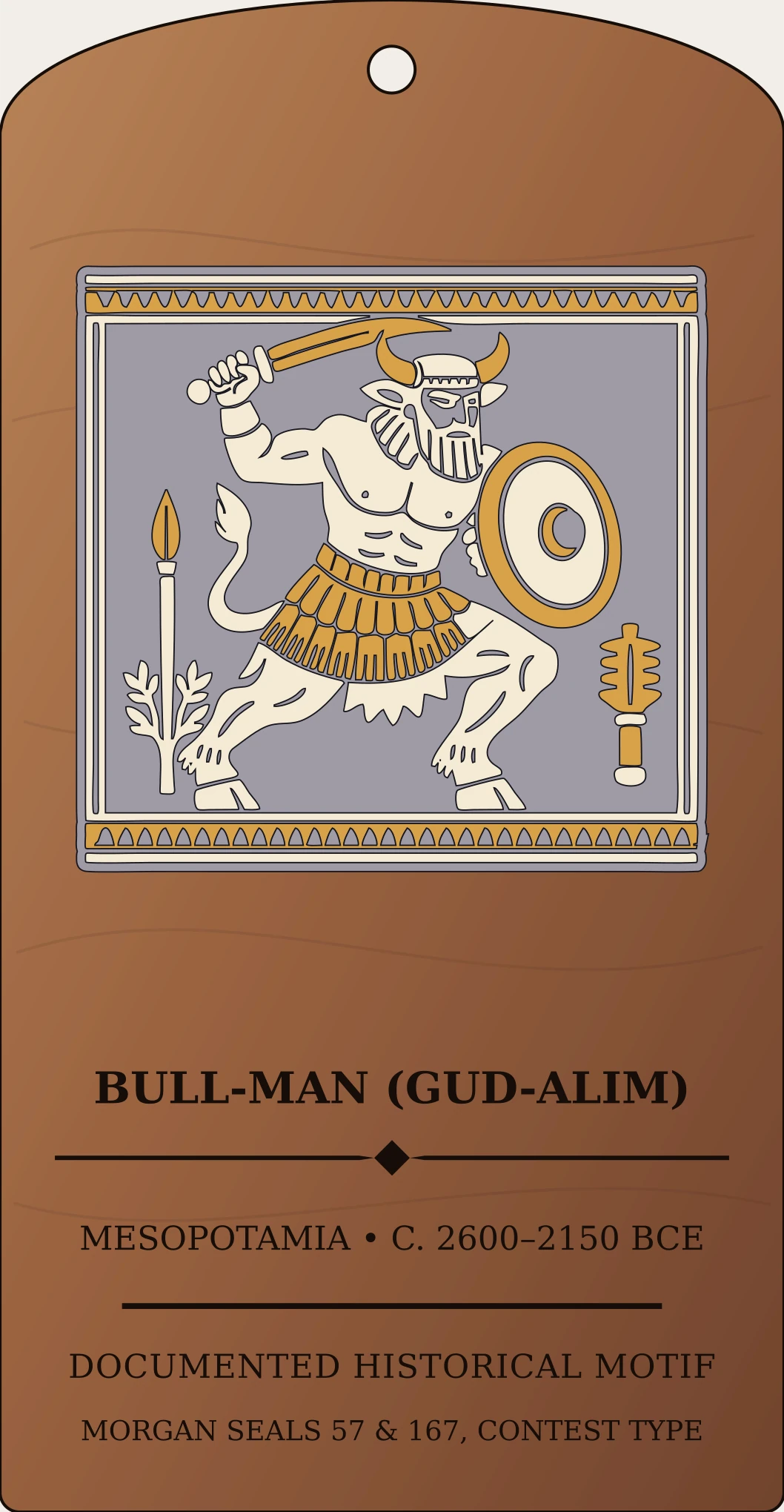 Bull-Man (gud-alim / kusarikku) — Documented Sumerian/Akkadian Motif, Early Dynastic–Akkadian Sanctum Hex Archive Plaque preview