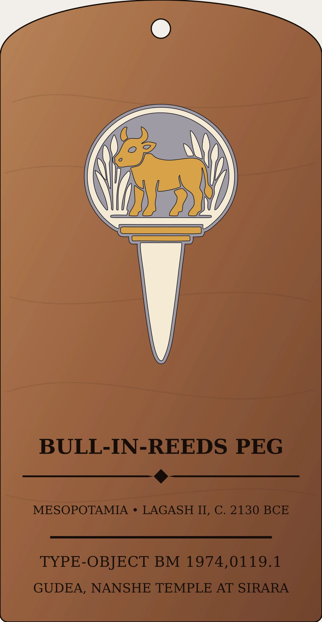 Bull-in-Reeds Foundation Peg — Documented Sumerian Motif, Lagash II Sanctum Hex Archive Plaque preview