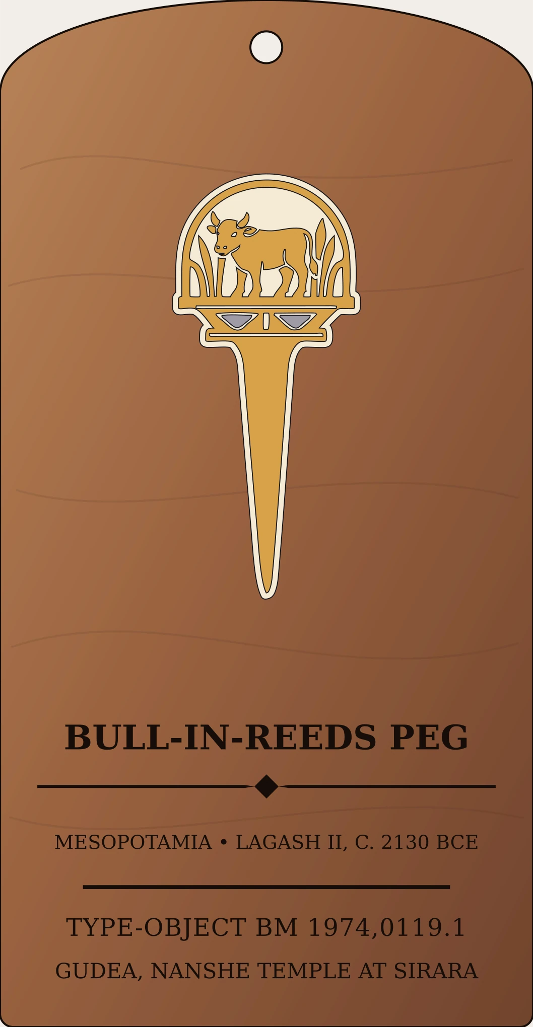 Bull-in-Reeds Foundation Peg — Documented Sumerian Motif, Lagash II Sanctum Hex Archive Plaque preview