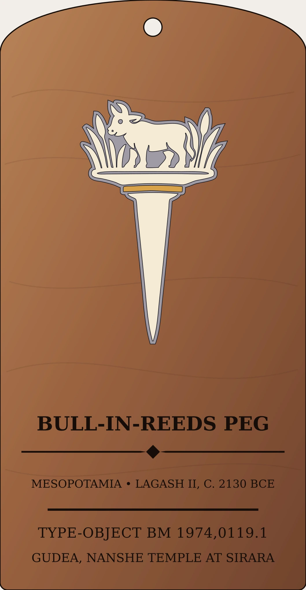 Bull-in-Reeds Foundation Peg — Documented Sumerian Motif, Lagash II Sanctum Hex Archive Plaque preview