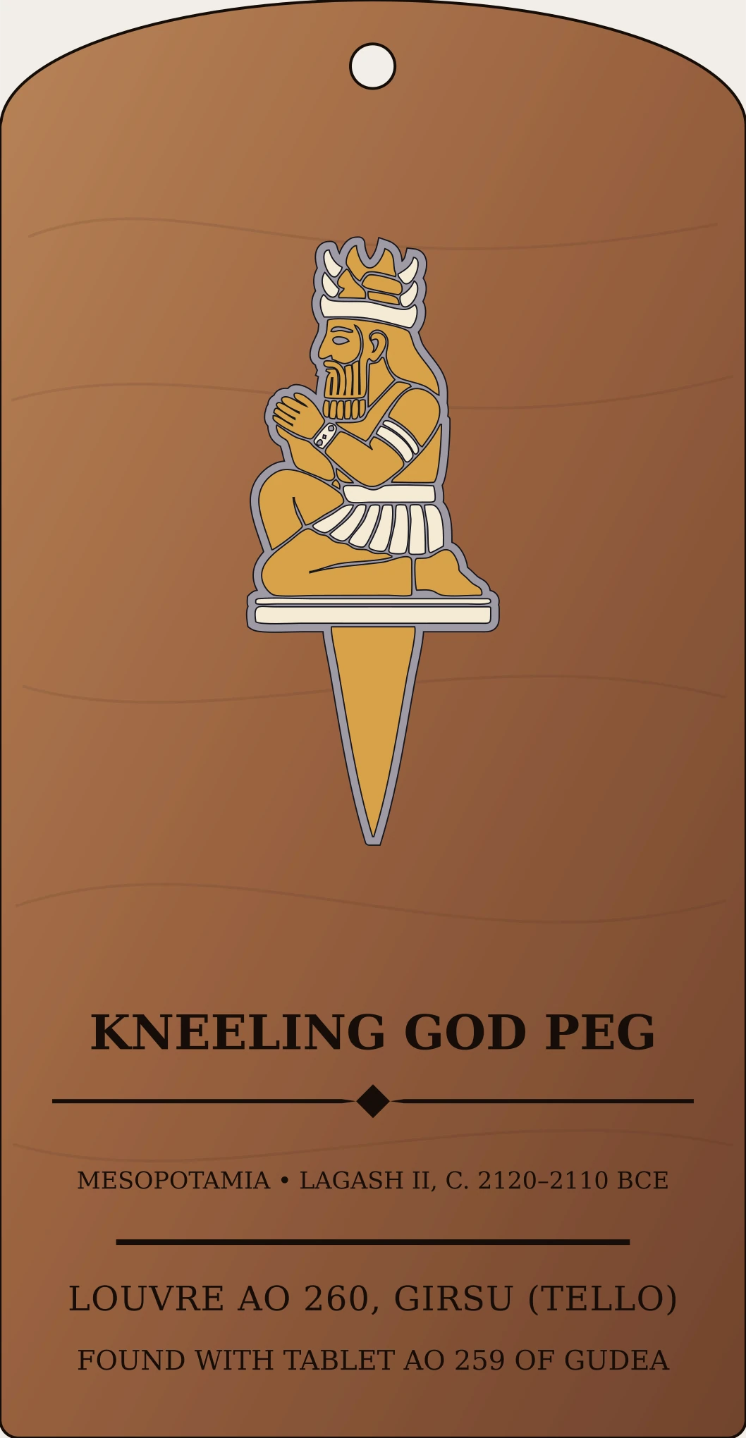 Kneeling God Foundation Peg — Documented Sumerian Motif, Lagash II Sanctum Hex Archive Plaque preview