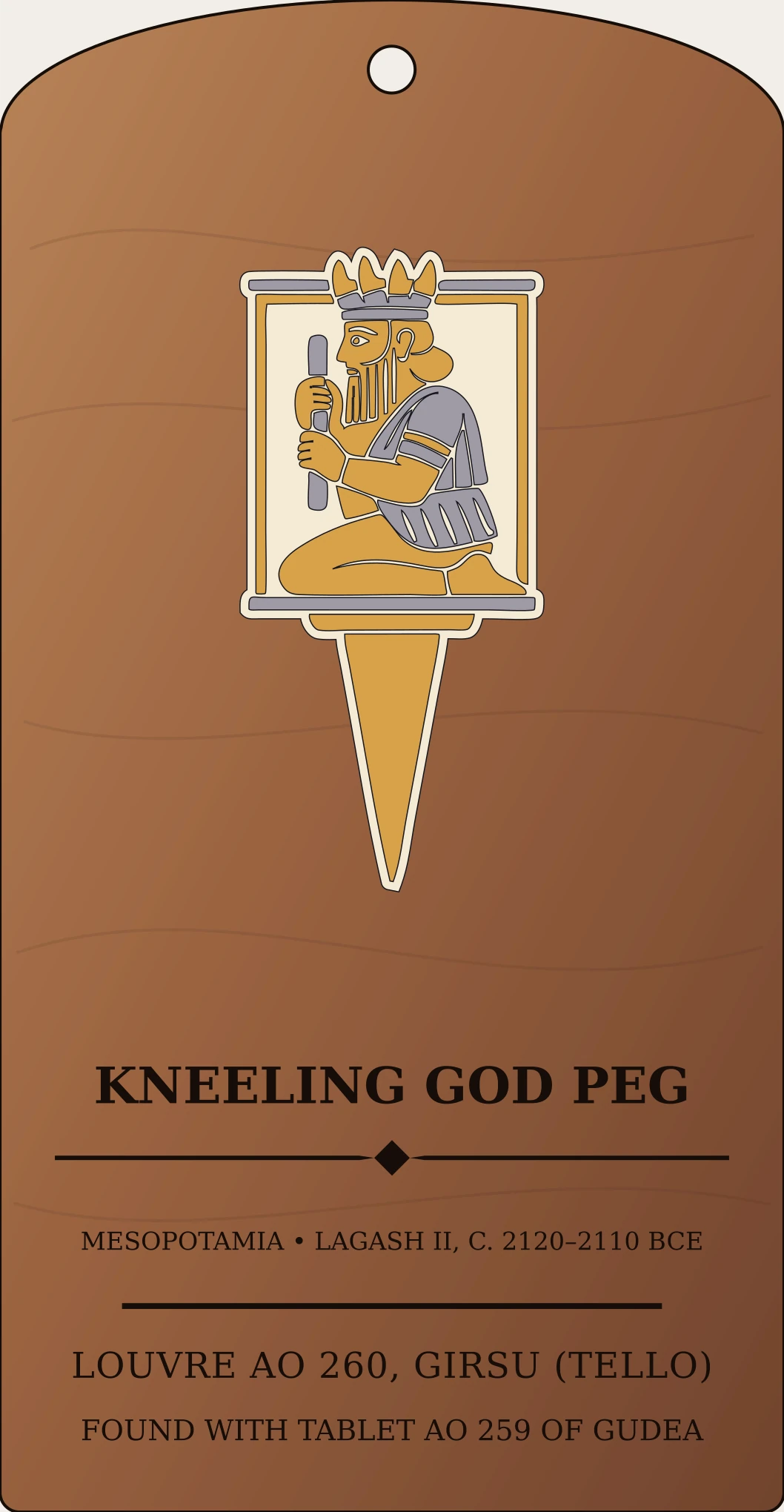 Kneeling God Foundation Peg — Documented Sumerian Motif, Lagash II Sanctum Hex Archive Plaque preview