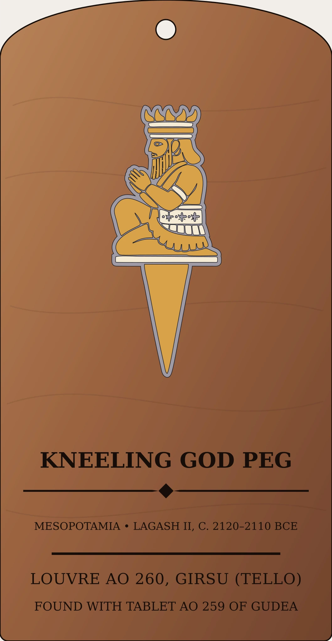 Kneeling God Foundation Peg — Documented Sumerian Motif, Lagash II Sanctum Hex Archive Plaque preview