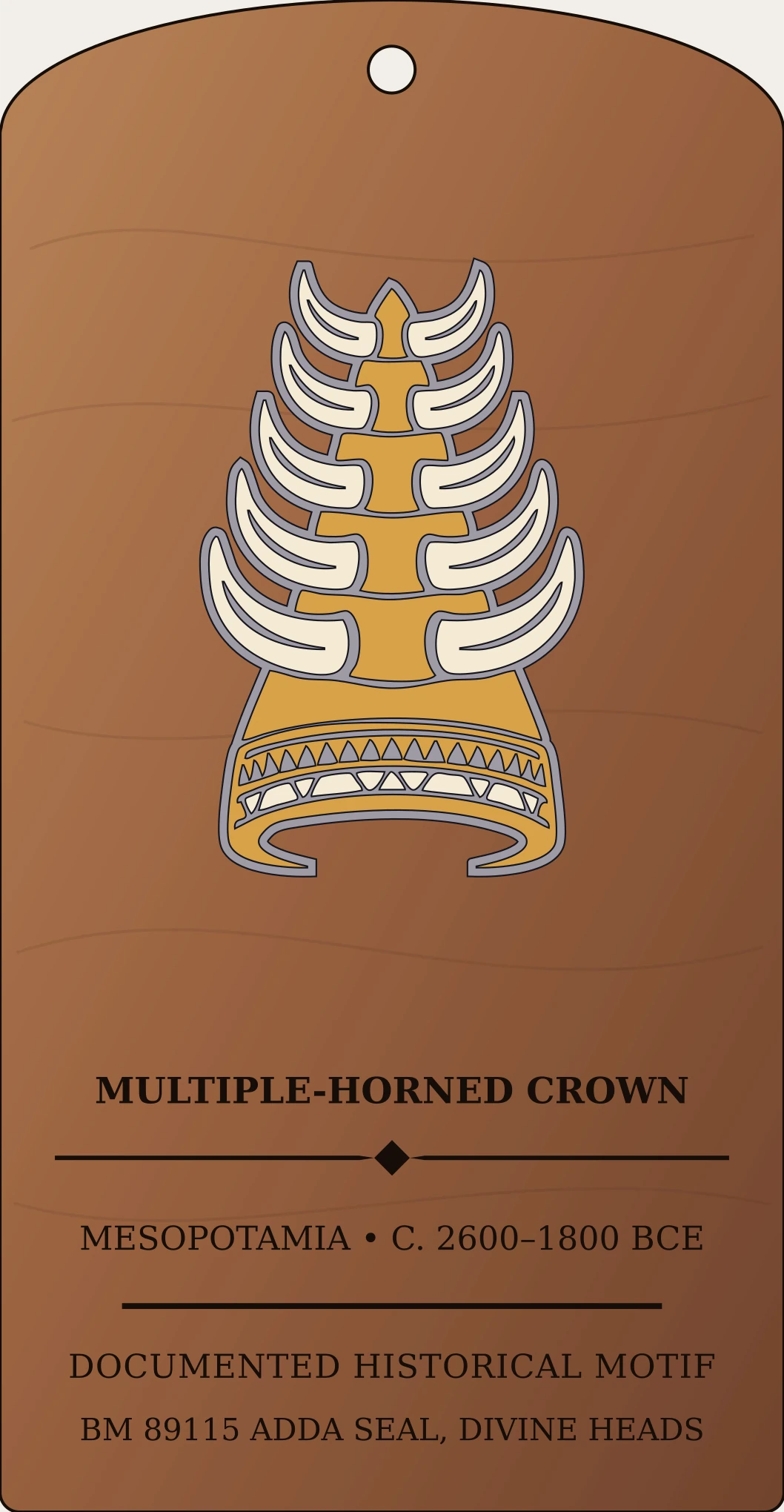 Multiple-Horned Crown / horned miter — Documented Sumerian/Akkadian Motif, Early Dynastic–Old Babylonian Sanctum Hex Archive Plaque preview