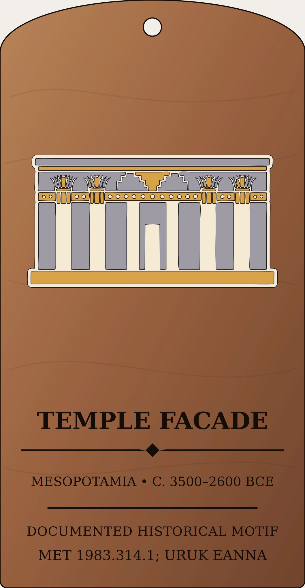Niched Temple Facade — Documented Sumerian Motif, Late Uruk–Early Dynastic Sanctum Hex Archive Plaque preview