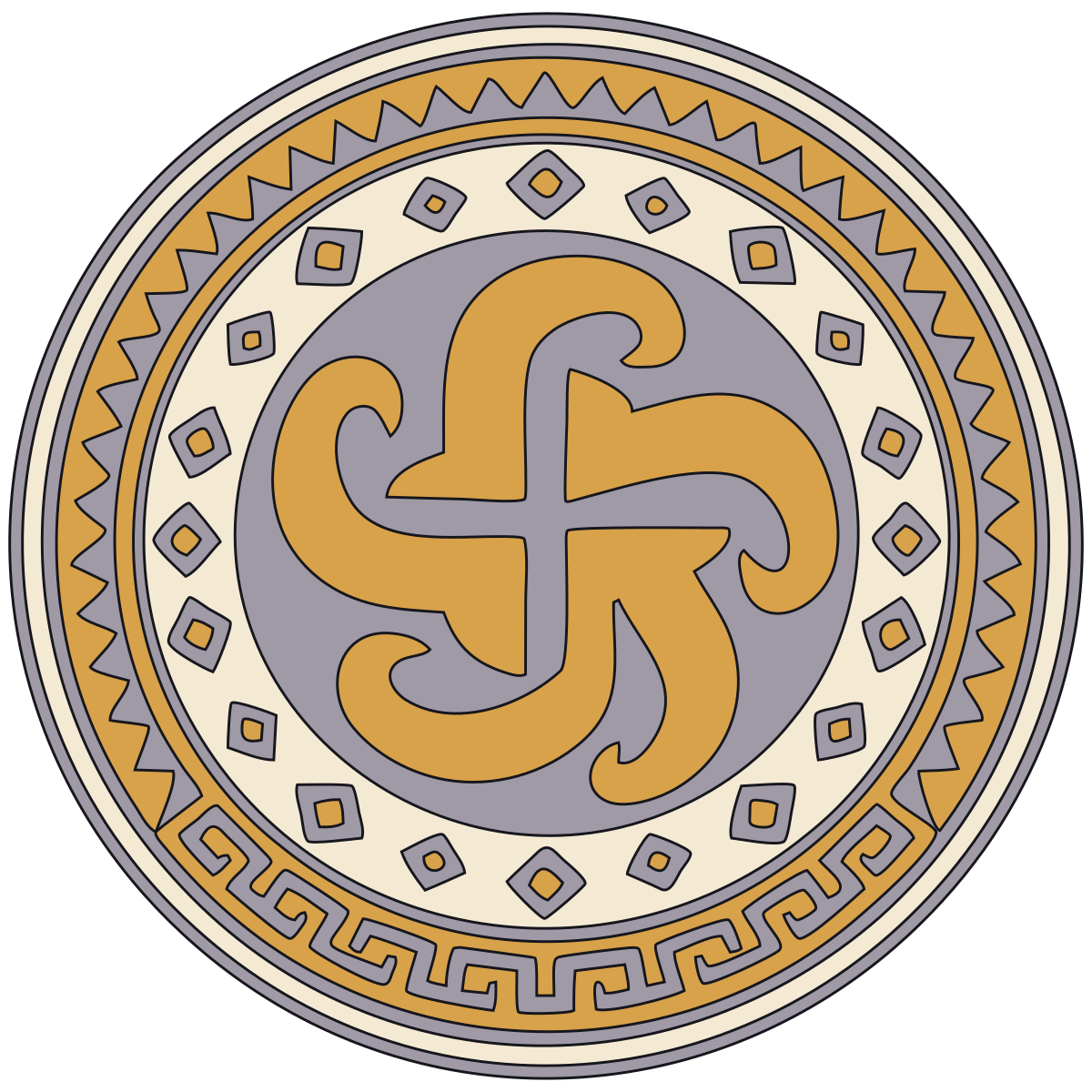 Hooked Cross Motif — Historic Slavic Textile and Ceramic Ornament preview