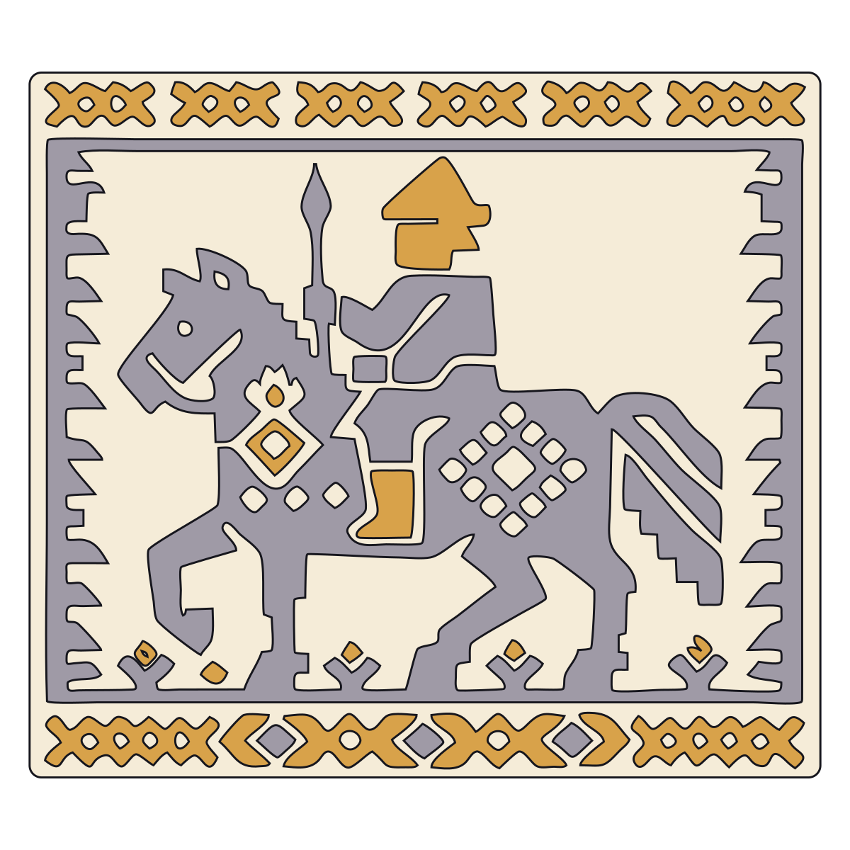 Horse-and-Rider Folk Motif — Slavic Embroidery preview