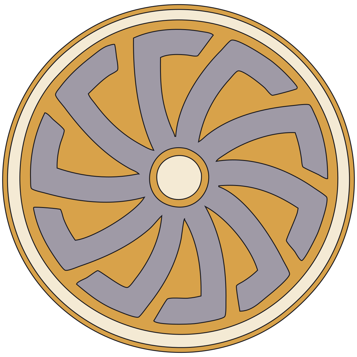 Kolovrat-Like Rotating Rosette — Historically Attested Geometric Form Only preview