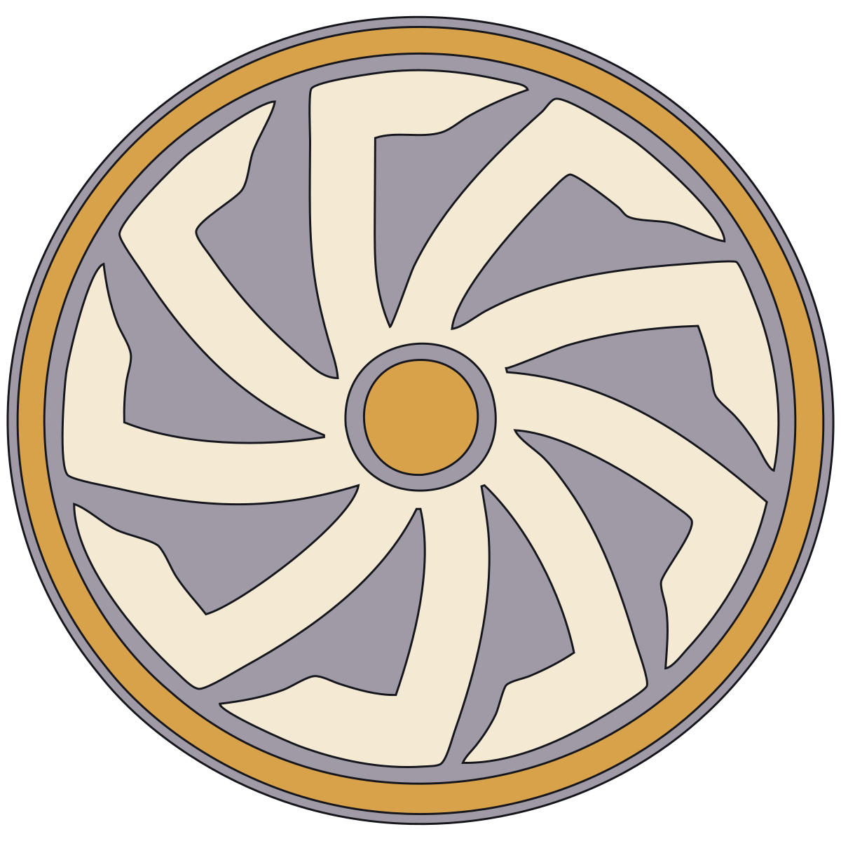 Kolovrat-Like Rotating Rosette — Historically Attested Geometric Form Only preview