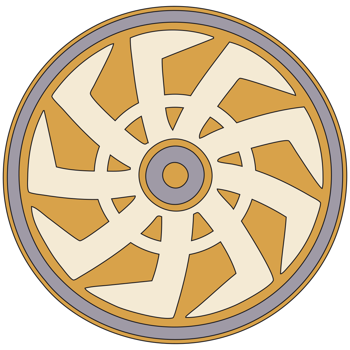 Kolovrat-Like Rotating Rosette — Historically Attested Geometric Form Only preview