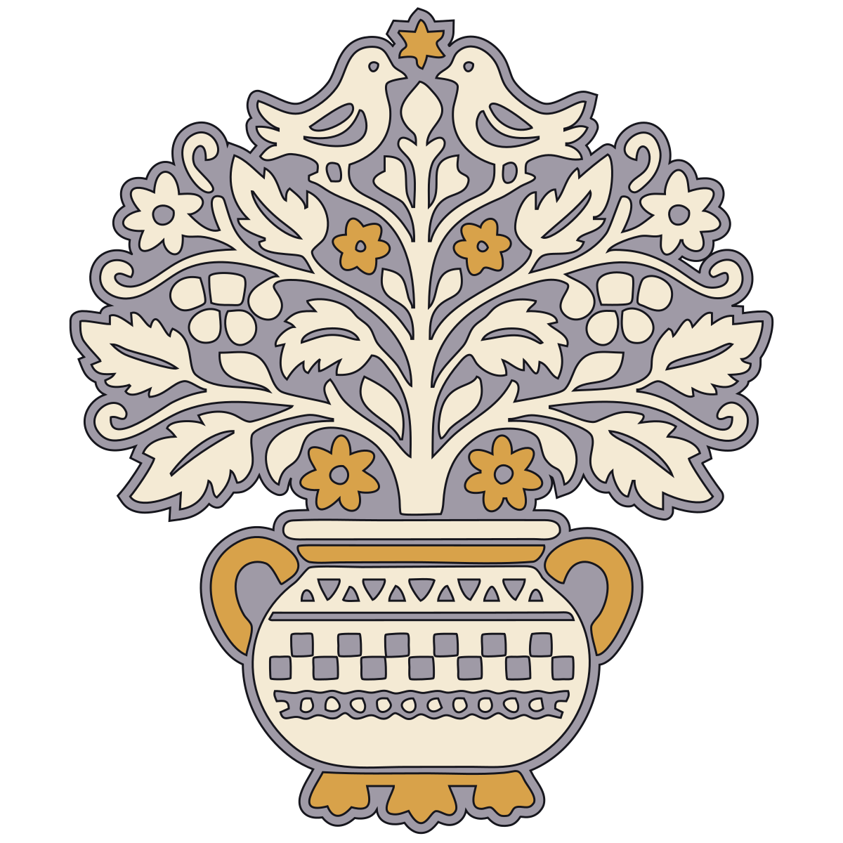 Tree-of-Life Pot Motif — Eastern Slavic Folk Embroidery preview