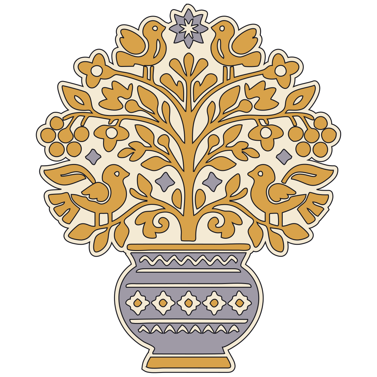 Tree-of-Life Pot Motif — Eastern Slavic Folk Embroidery preview