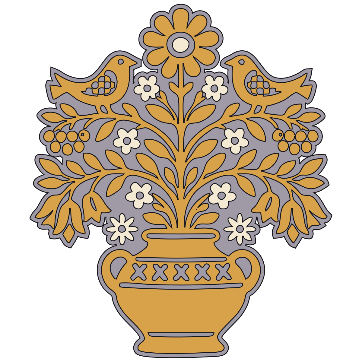 Tree-of-Life Pot Motif — Eastern Slavic Folk Embroidery preview