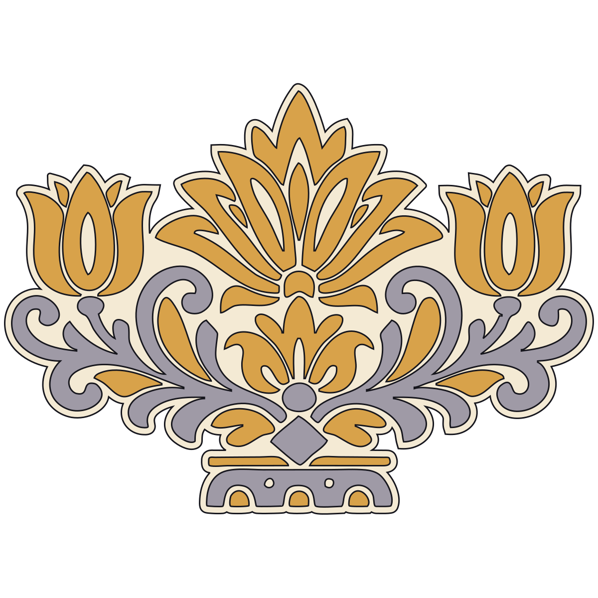 Tulip-Palmette Motif — South Slavic Folk Ornament preview