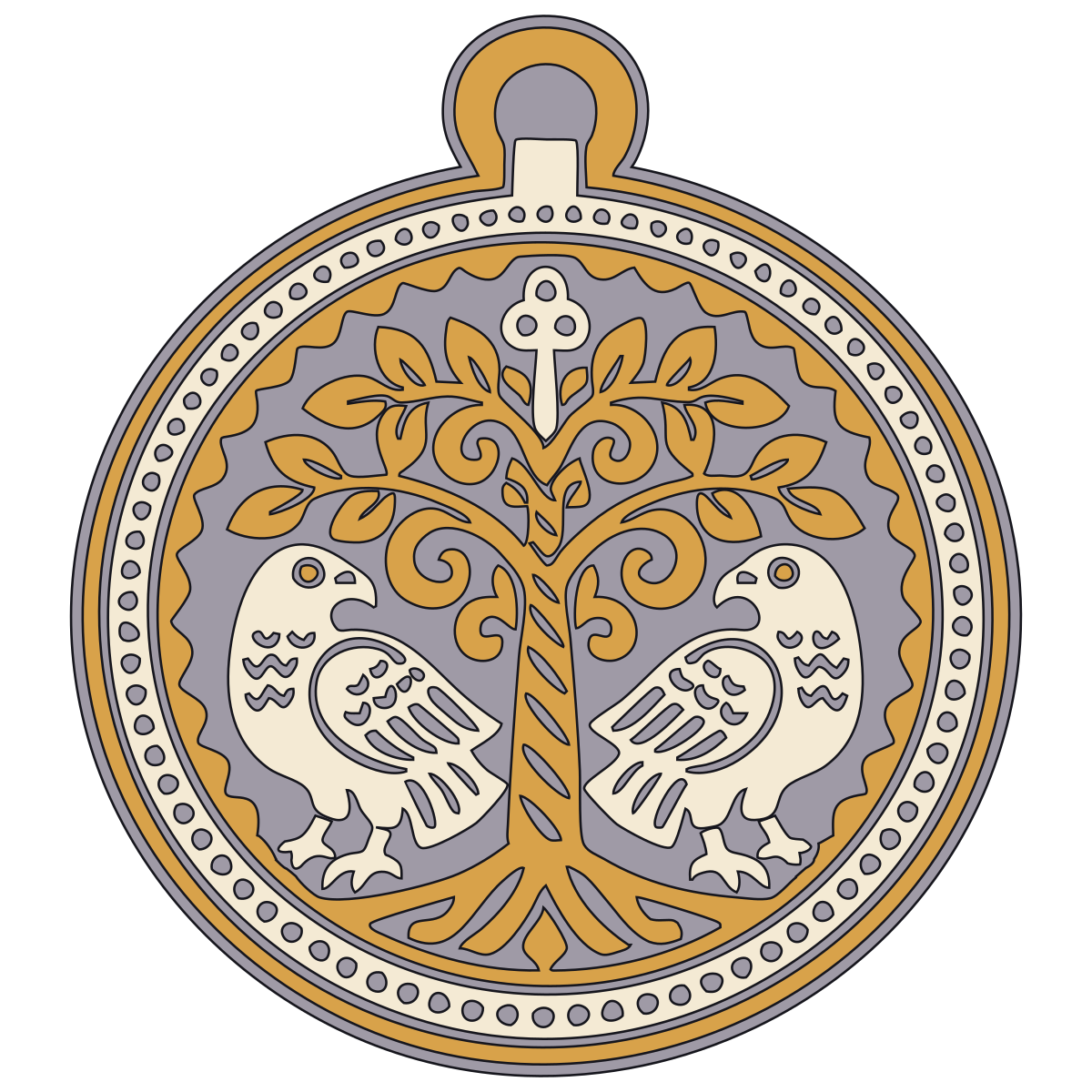Two Birds Flanking a Tree of Life — Kyivan Rus’ Temple Pendant preview