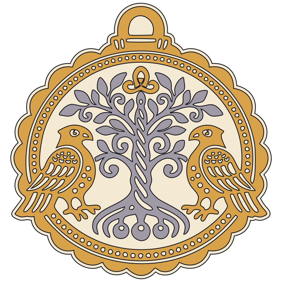 Two Birds Flanking a Tree of Life — Kyivan Rus’ Temple Pendant preview
