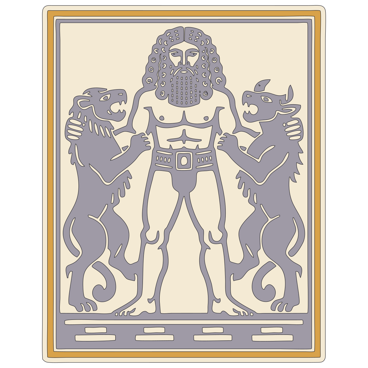 Nude belted hero with curling locks (later called laḫmu) — Documented Sumerian/Akkadian Motif, Early Dynastic–Akkadian preview