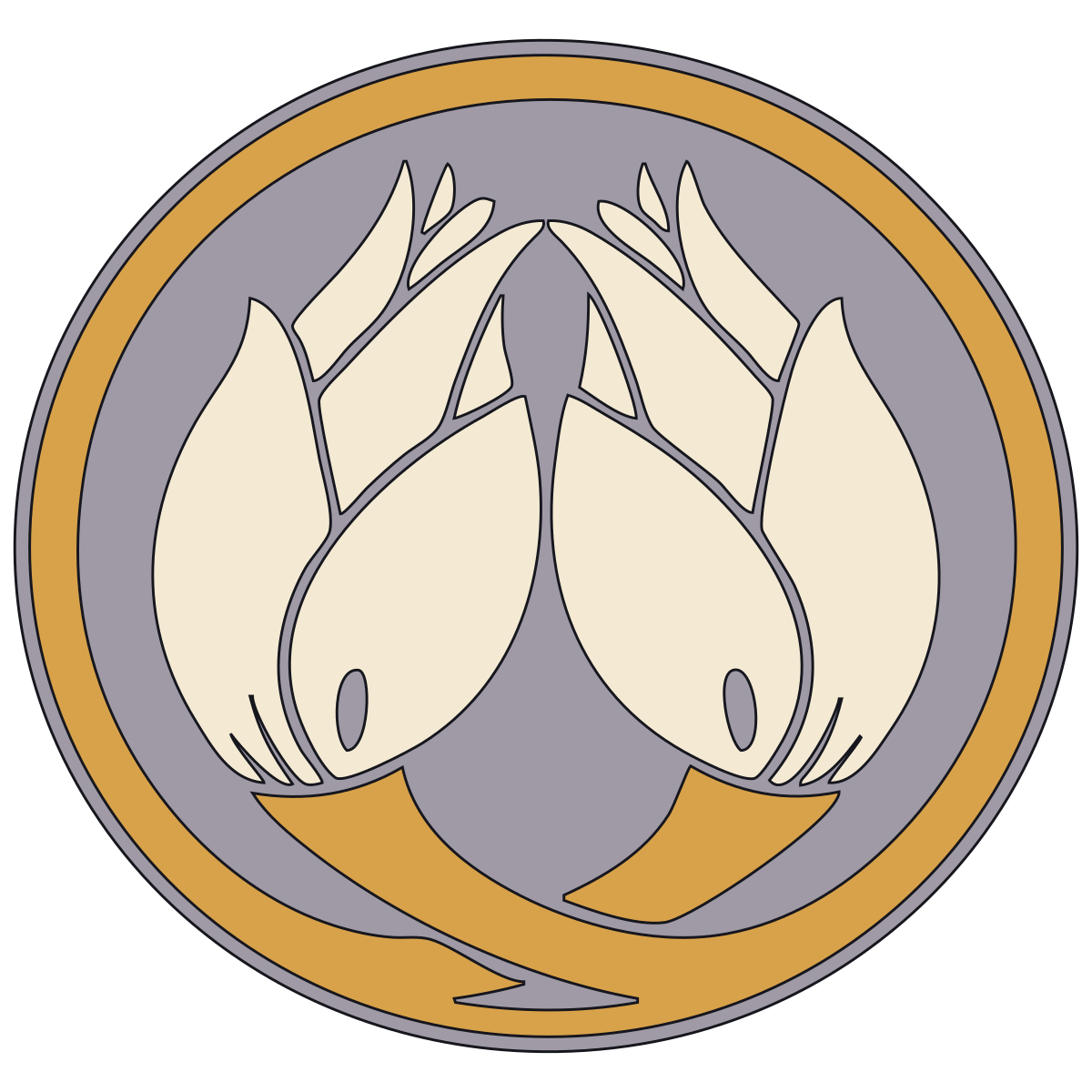 Embracing Myōga Crest (Daki-Myōga-mon) — Documented Kamon Motif, Muromachi–Edo preview