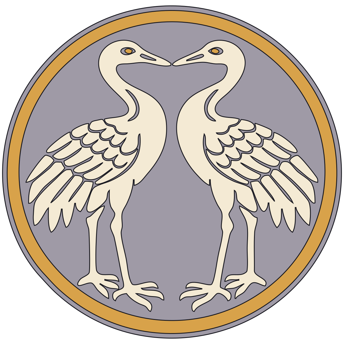 Facing Standing Cranes Crest (Mukai-Tachi-Tsuru-mon) — Documented Kamon Motif, Muromachi–Edo V3 preview