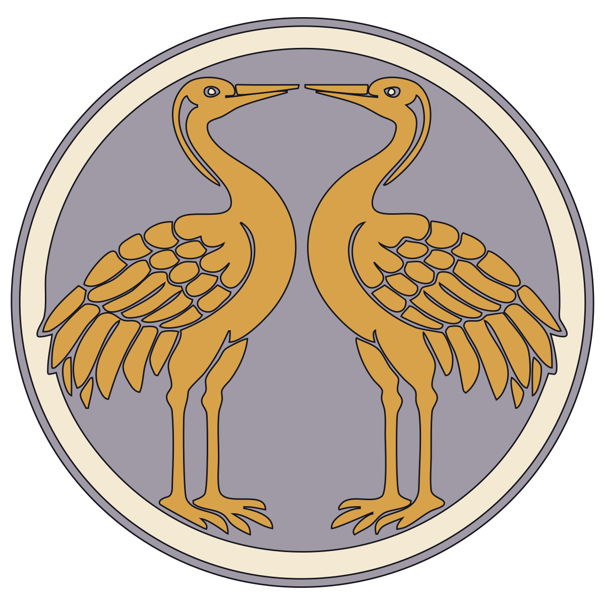 Facing Standing Cranes Crest (Mukai-Tachi-Tsuru-mon) — Documented Kamon Motif, Muromachi–Edo preview