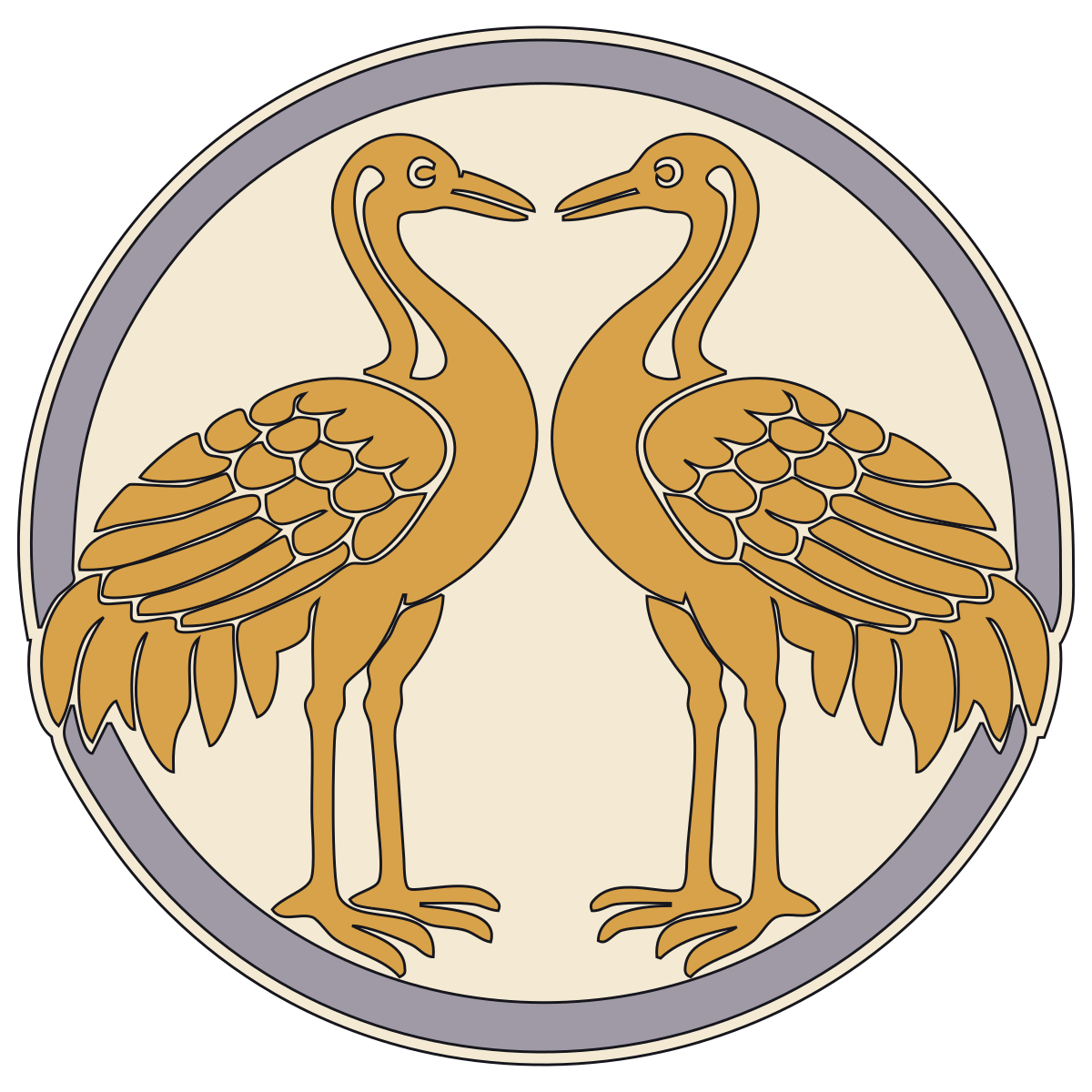 Facing Standing Cranes Crest (Mukai-Tachi-Tsuru-mon) — Documented Kamon Motif, Muromachi–Edo V2 preview