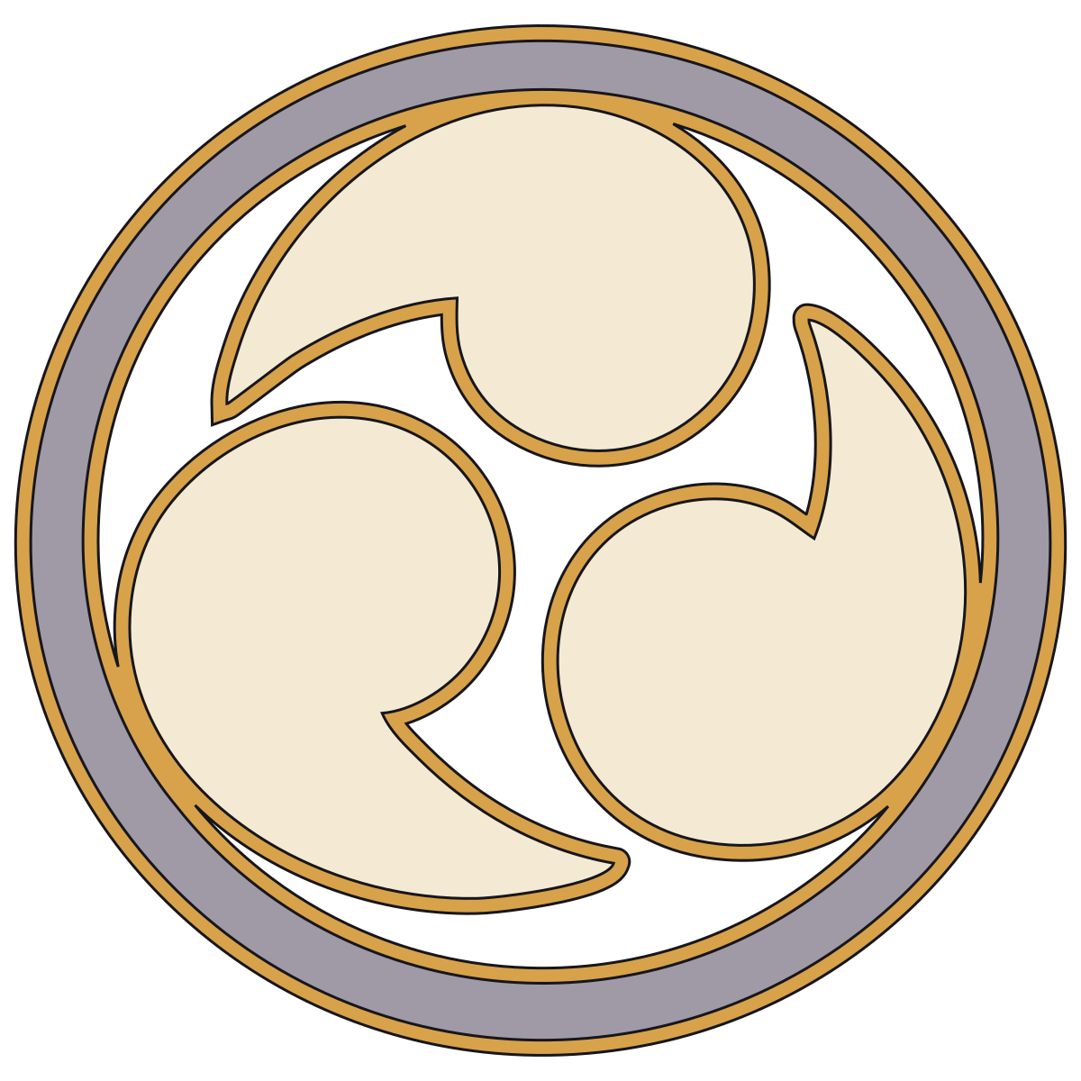 Left Three-Tomoe Crest (Hidari-Mitsudomoe-mon) — Documented Kamon Motif, Muromachi–Edo preview