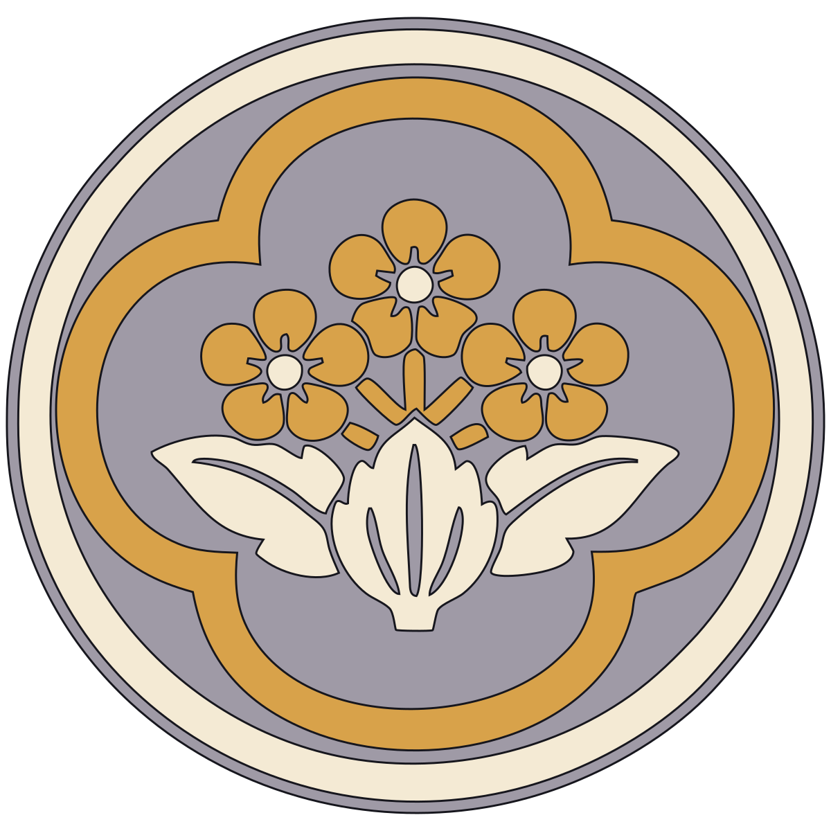 Lobed Mokko Outline Crest (Mokko-mon) — Documented Kamon Motif, Muromachi–Edo preview