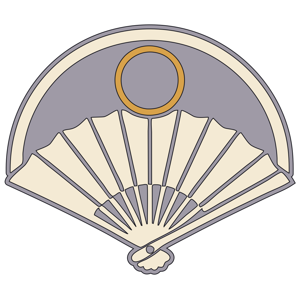 Opened Folding-Fan Crest (Ogi-mon / Mino Satake Fan-with-Roundel) — Documented Kamon Motif, Muromachi–Edo V2 preview