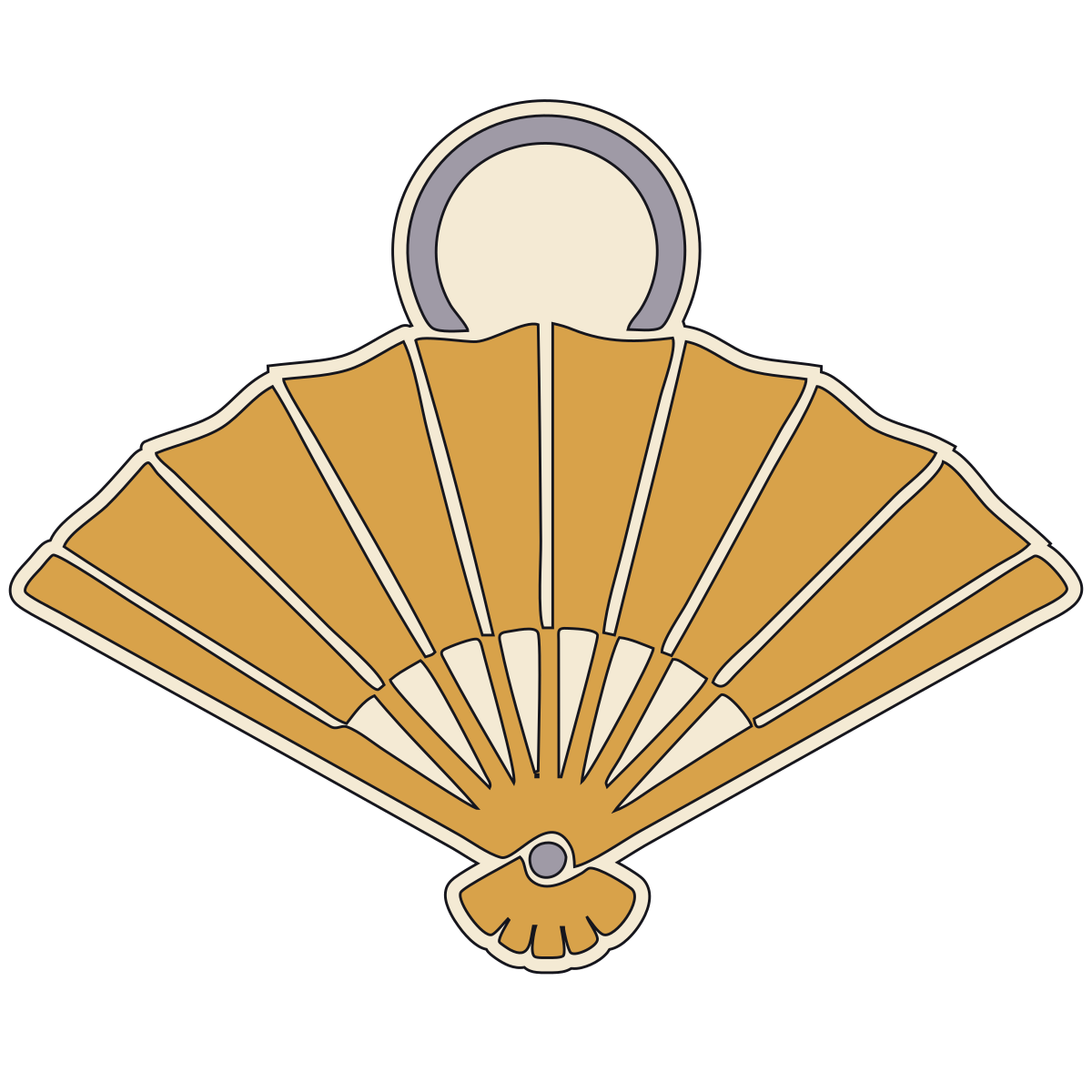 Opened Folding-Fan Crest (Ogi-mon / Mino Satake Fan-with-Roundel) — Documented Kamon Motif, Muromachi–Edo V3 preview