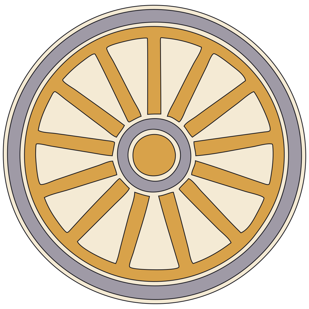 Ox-Carriage Wheel Crest (Genji-guruma) — Documented Kamon Motif, Edo preview