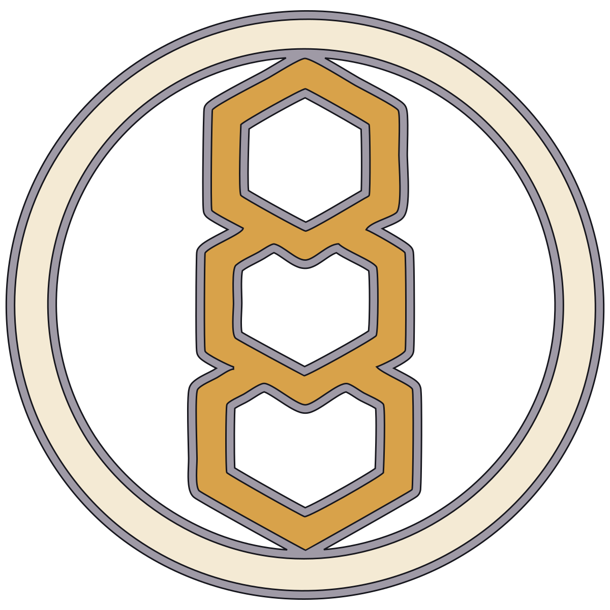 Triple Hexagon Crest (Mitsu-mori Kikkō-mon / Fukayabe) — Documented Kamon Motif, Muromachi–Edo preview